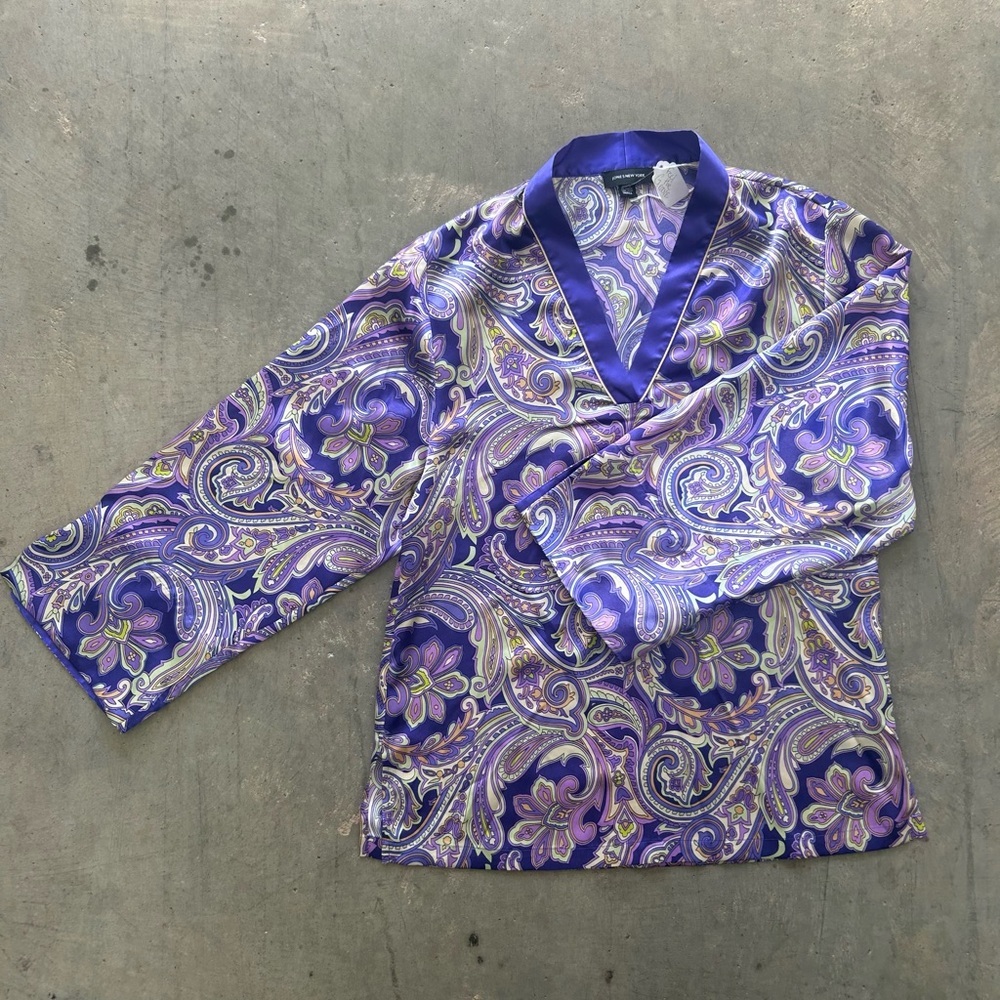 Jones New York Purple Paisley Blouse